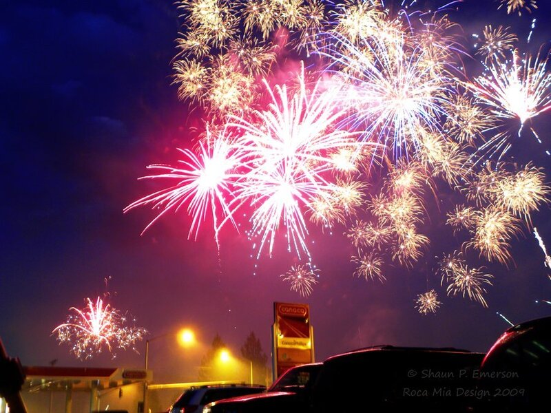 Fireworks Display at Night — Purple, Festive