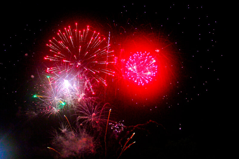 Fireworks Display at Night — Red, Celebratory