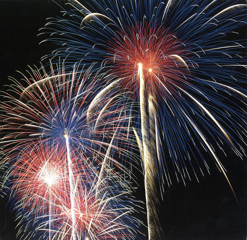 Fireworks Display at Night — Red
