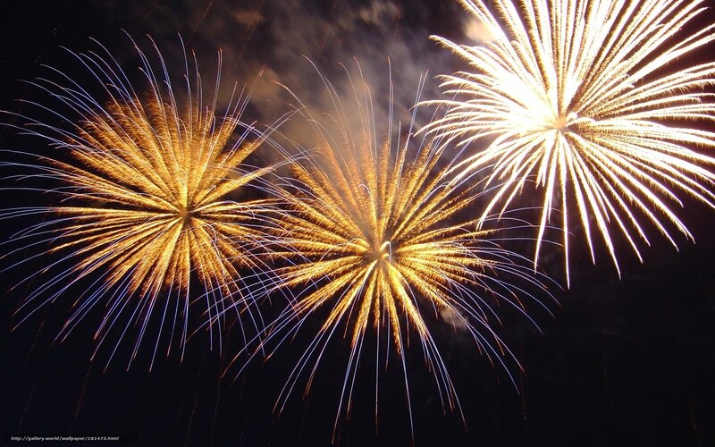 Fireworks display at night