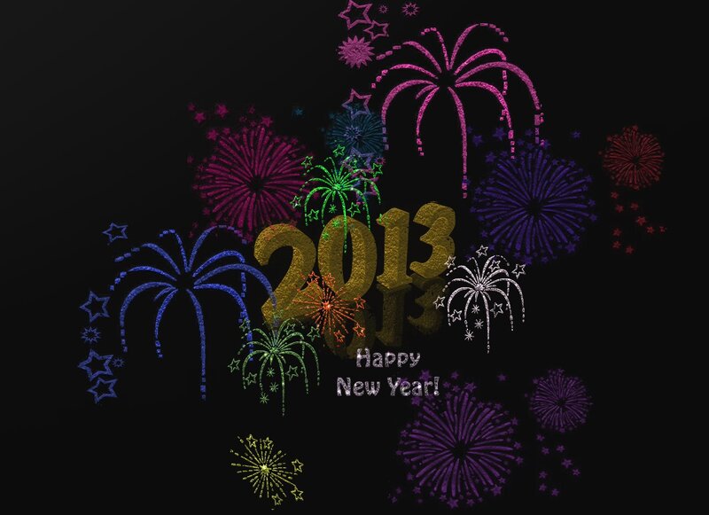 Fireworks Display — Black, Celebratory, Night, Digital Art, Stars