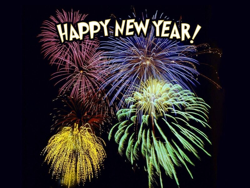 Fireworks Display — Black, Celebratory, Night, Photograph, Text