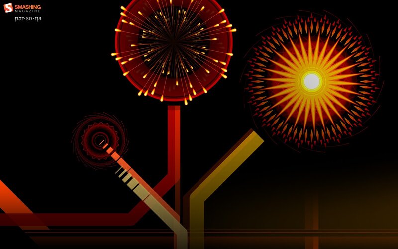 Fireworks Display — Black, Dramatic, Night, Digital Art