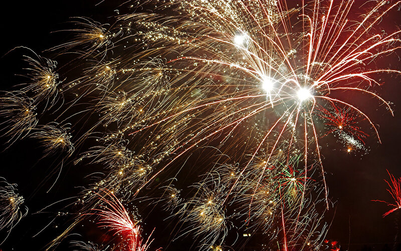 Fireworks Display — Black, Dramatic, Night, Photograph, Night Sky, Explosions