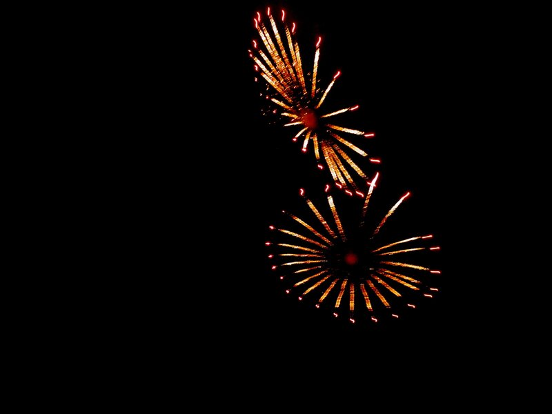 Fireworks Display — Black, Dramatic, Night, Photograph, Night Sky, Explosions, Yellow
