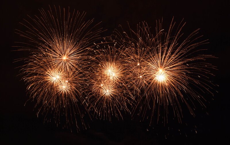 Fireworks Display — Black, Dramatic, Night, Photograph, Night Sky, Orange