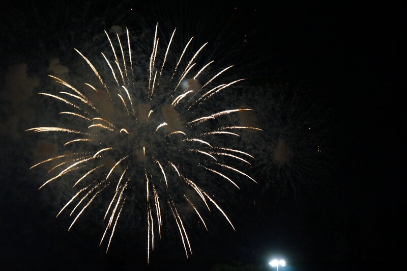 Fireworks Display — Black, Dramatic, Night, Photograph, Night Sky, Street Light