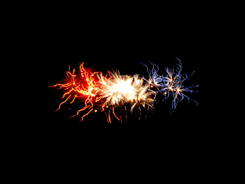 Fireworks Display — Black, Dramatic, Night, Photograph, Red Sparks