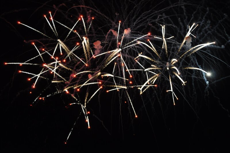 Fireworks Display — Black, Dramatic, Night, Photograph, Sky, Explosions, Trails