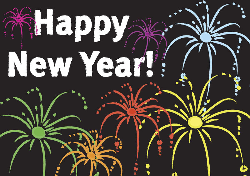 Fireworks Display — Black, Festive, Night, Illustration