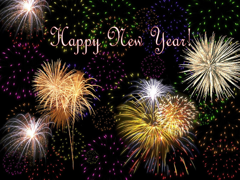 Fireworks Display — Black, Festive, Night, Photograph, Text
