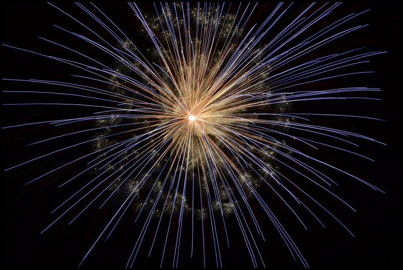 Fireworks Display — Blue, Dramatic, Night, Photograph, Night Sky, Explosion