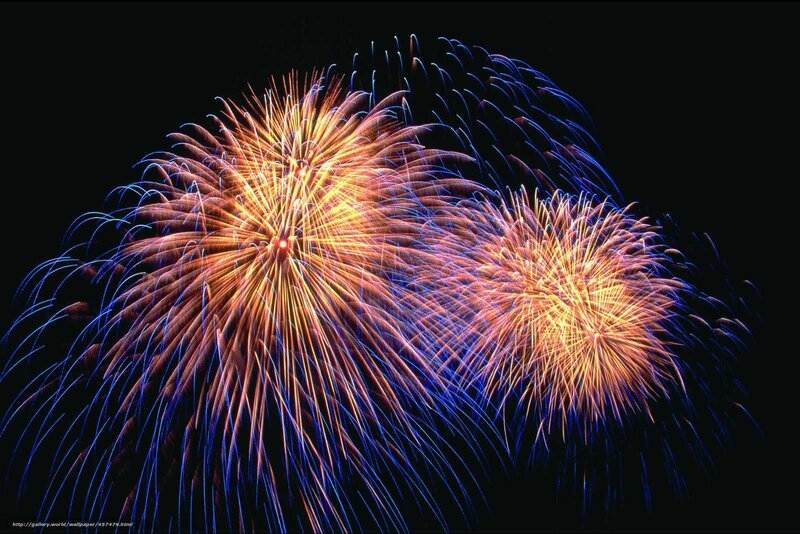 Fireworks Display — Blue, Dramatic, Night, Photograph, Night Sky, Explosions