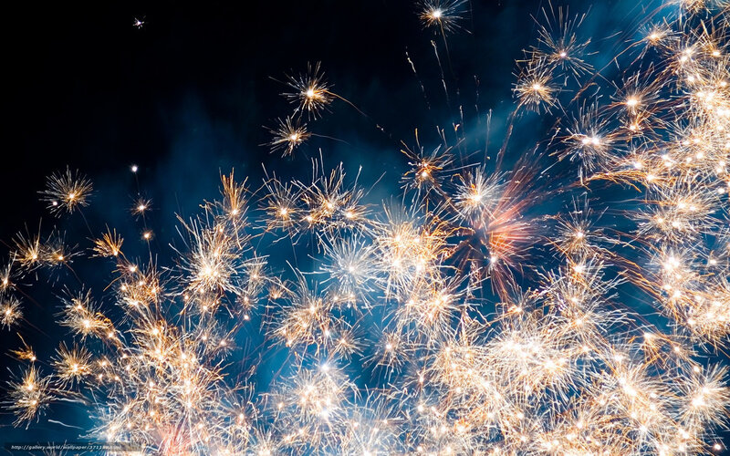 Fireworks Display — Blue, Dramatic, Night, Photograph, Night Sky