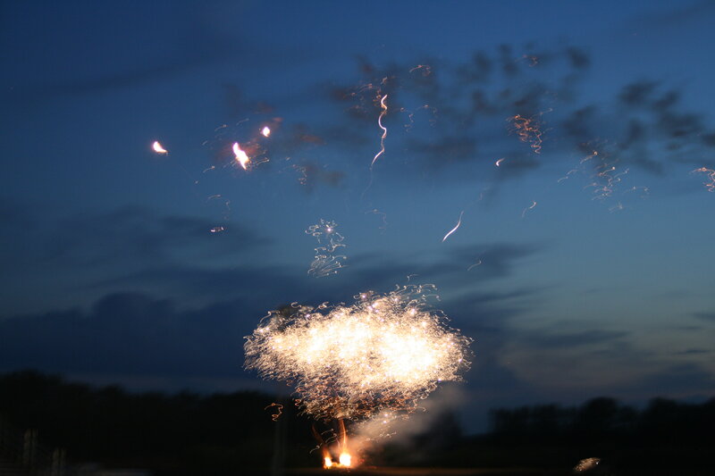 Fireworks Display — Blue, Dramatic, Night, Photograph, Sky