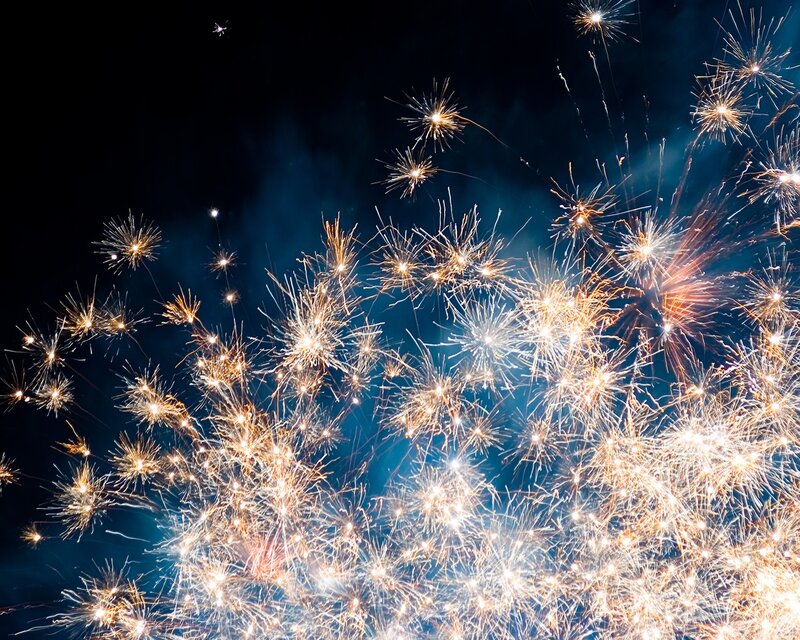 Fireworks Display — Blue, Dramatic, Night, Photograph, Stars
