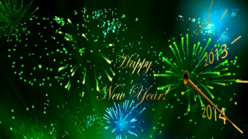 Fireworks Display — Green, Celebratory