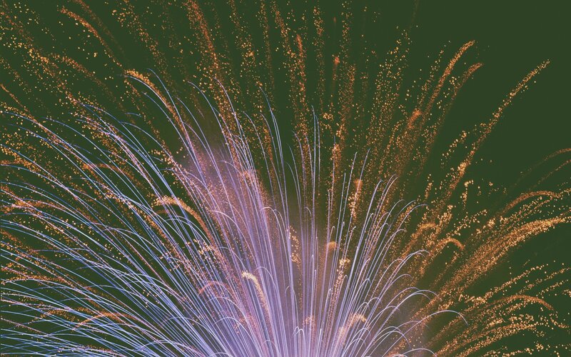 Fireworks Display — Green, Dramatic, Night