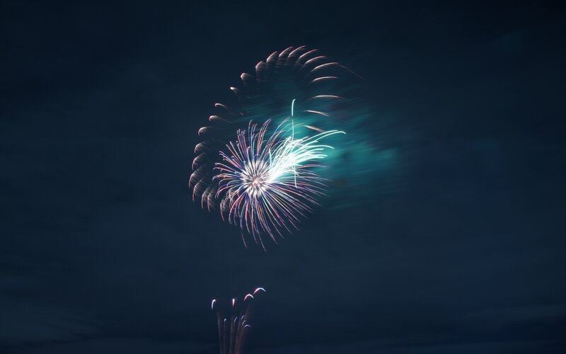 Fireworks Display in Night Sky — Blue