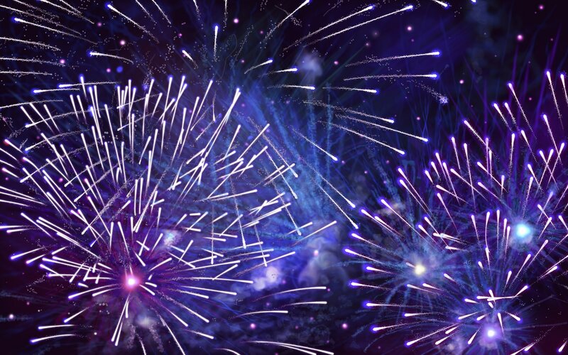 Fireworks Display in Night Sky — Purple