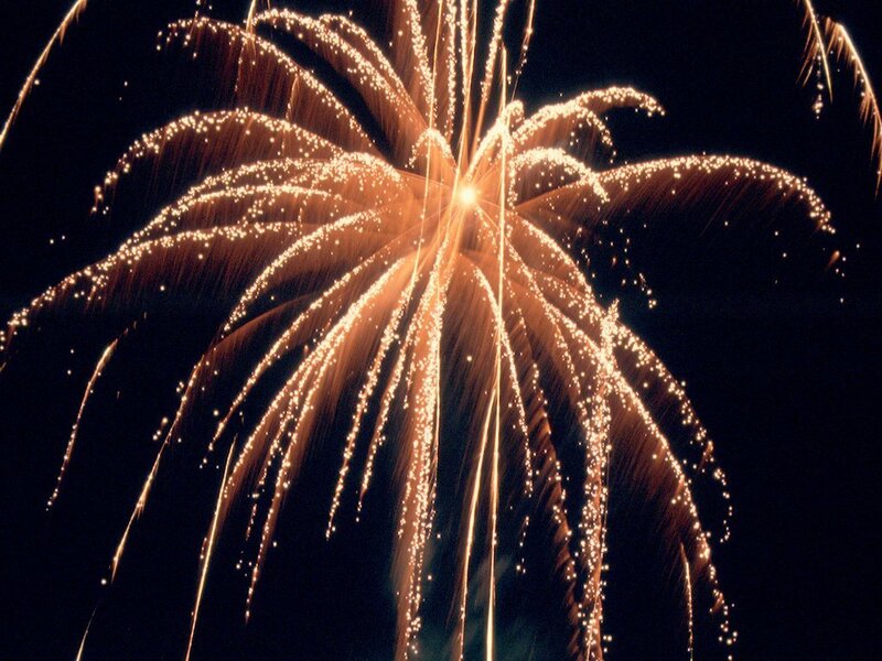 Fireworks Display — Orange, Dramatic
