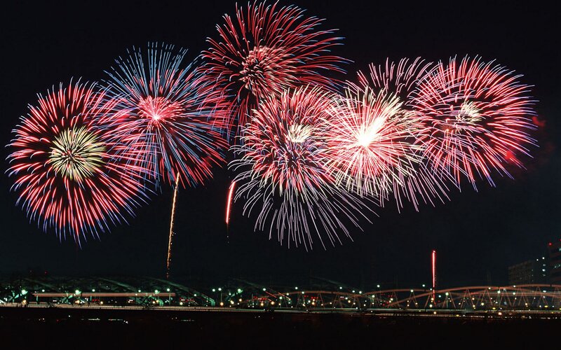 Fireworks Display over Bridge