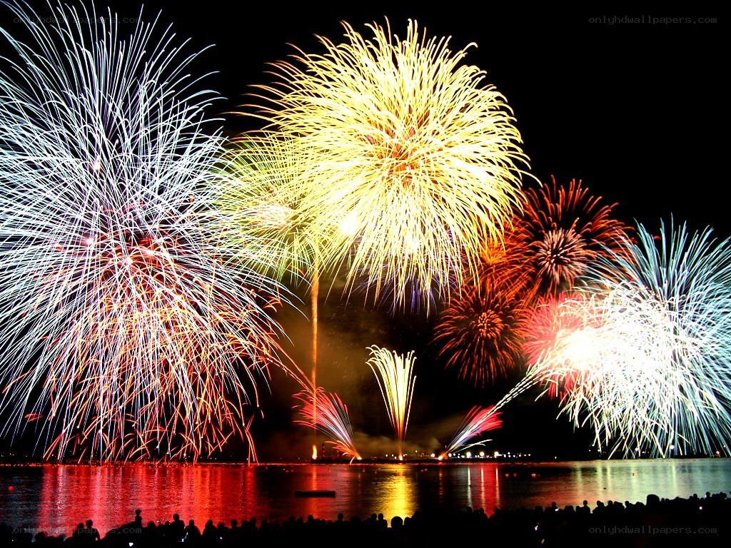 Fireworks display over water