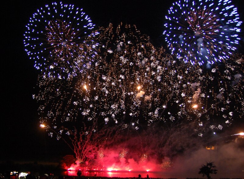 Fireworks Display over Water — Blue
