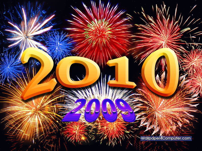 Fireworks Display — Red, Celebratory, Night, Digital Art, Numbers, Text