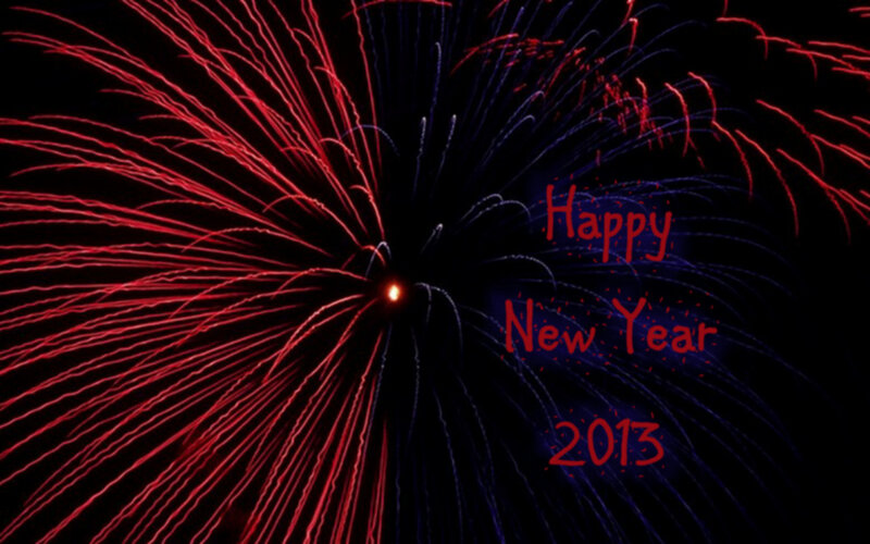 Fireworks Display — Red, Celebratory, Night, Photograph, Text