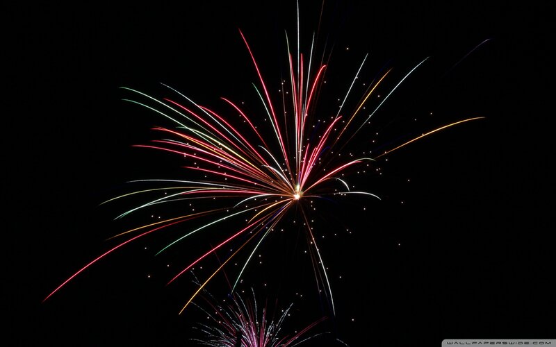 Fireworks Display — Red, Dramatic, Night, Photograph, Night Sky, Stars