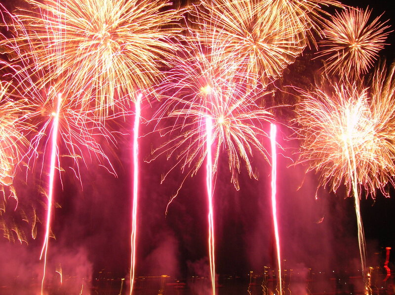 Fireworks Display — Red, Dramatic