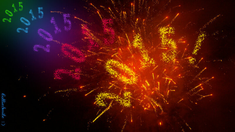 Fireworks Display — Red, Festive, Night, Digital Art, Numbers
