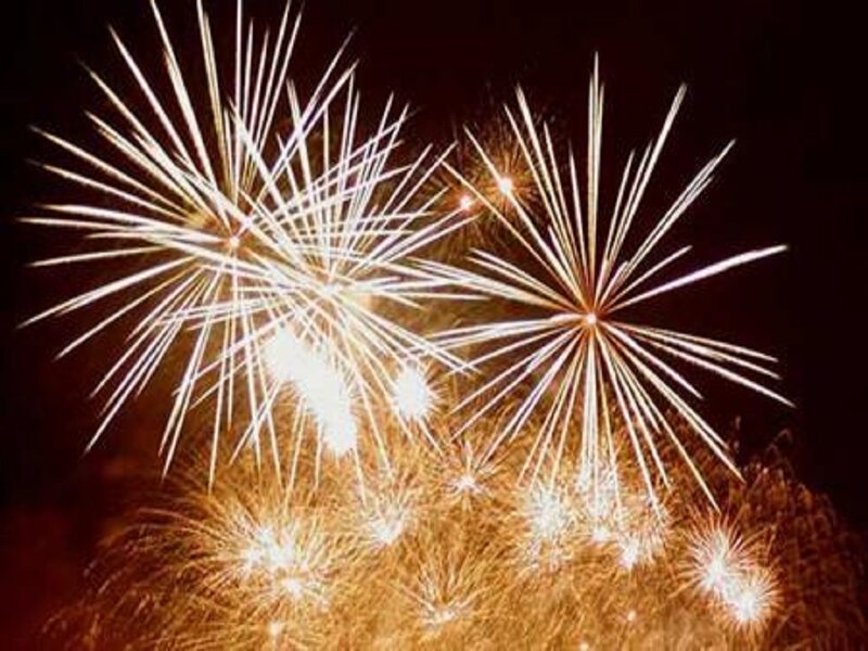 Fireworks Display — White, Dramatic, Night, Photograph, Sky
