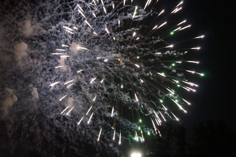 Fireworks Display — White, Dramatic, Night, Photograph