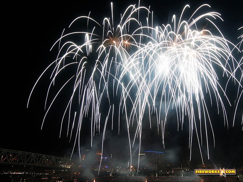 Fireworks Display — White, Dramatic
