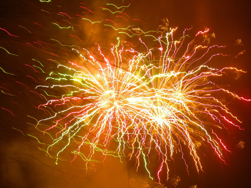 Fireworks Display — Yellow, Dramatic