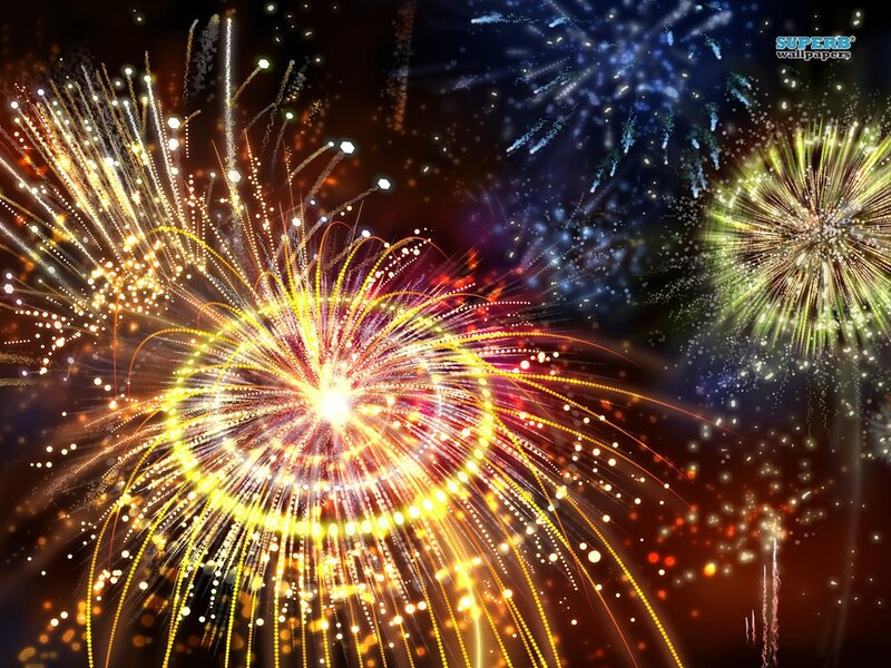 Fireworks Display — Yellow, Festive