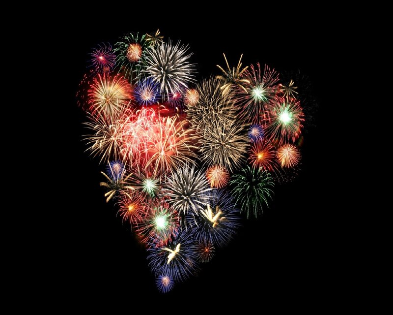 Fireworks in Heart Shape — Red