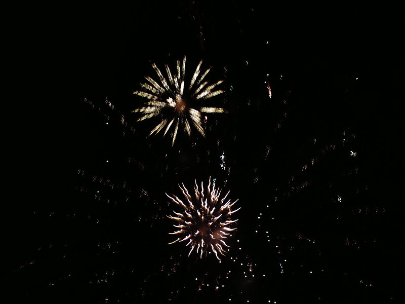 Fireworks in Night Sky — Black, Celebratory, Photograph, Stars