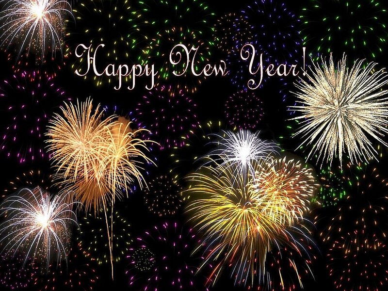 Fireworks in Night Sky — Black, Festive
