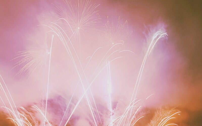Fireworks in Night Sky — Pink
