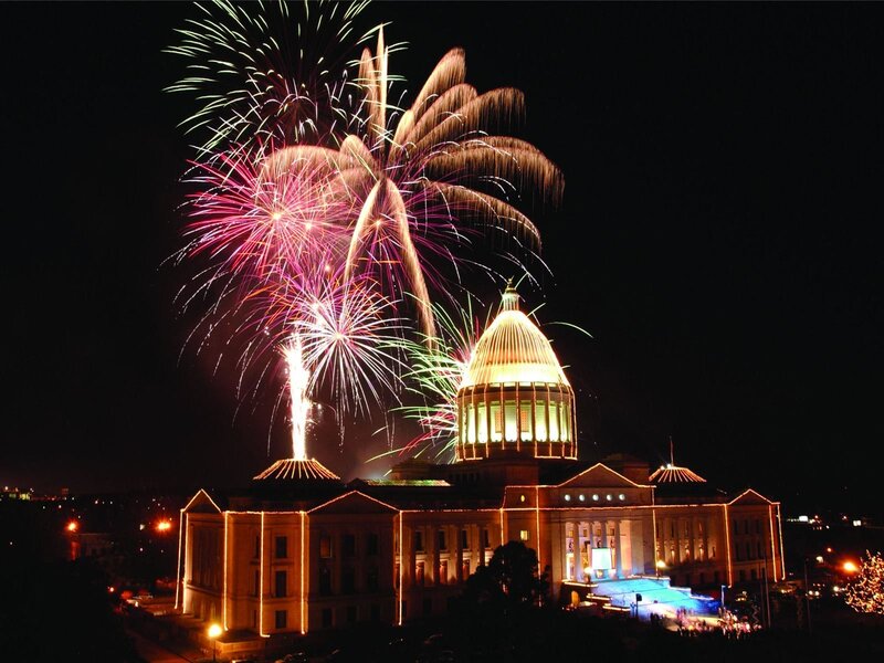 Fireworks over a capitol building