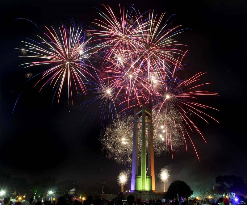 Fireworks over a monument