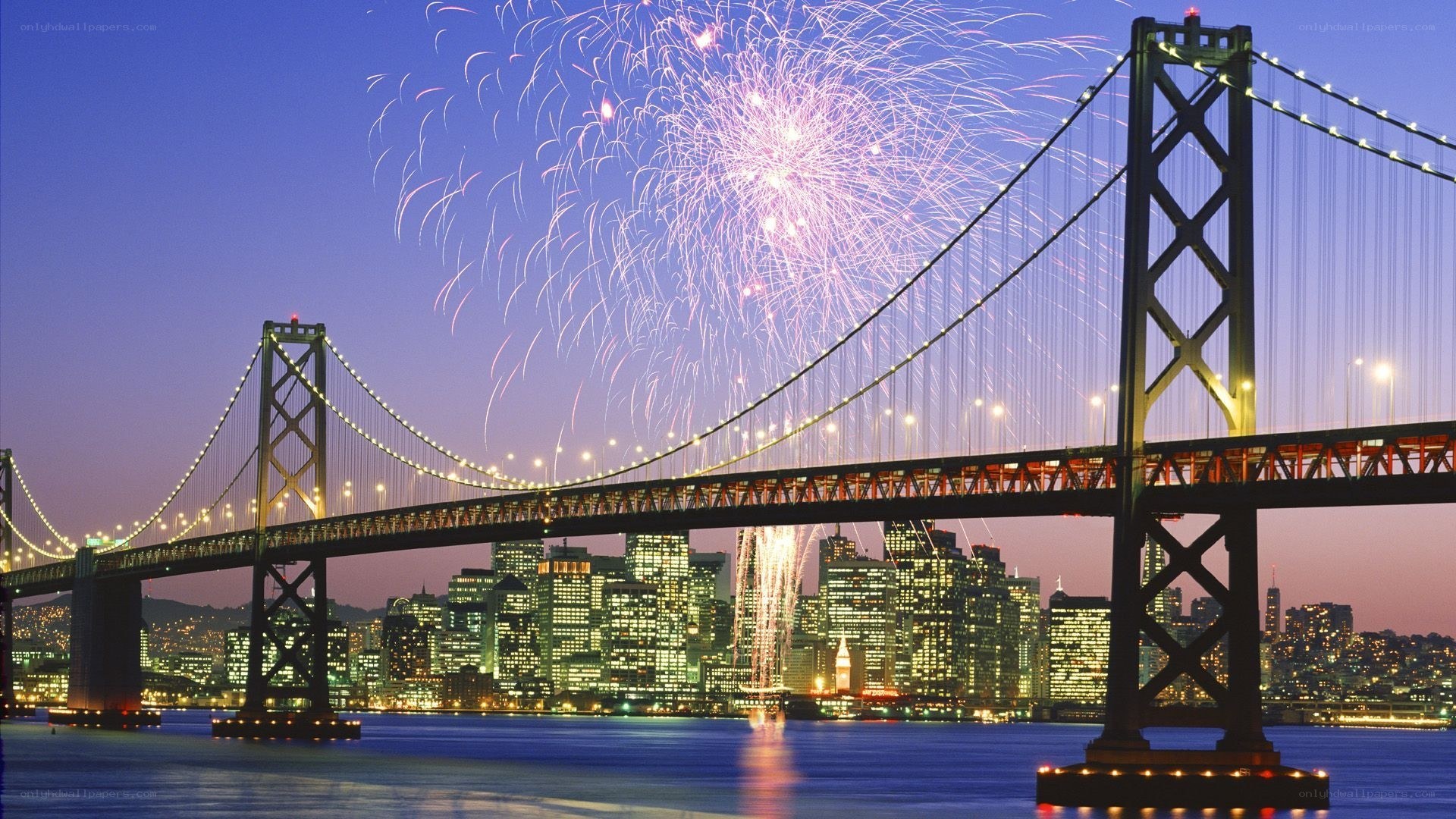 Fireworks over Bay Bridge