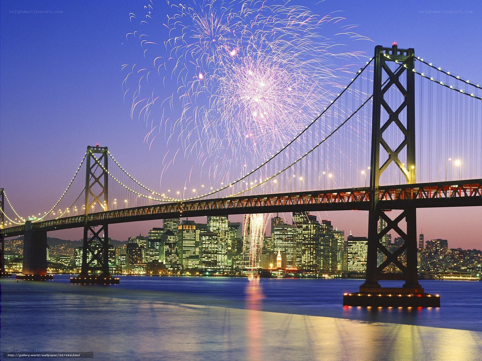Fireworks over Bay Bridge