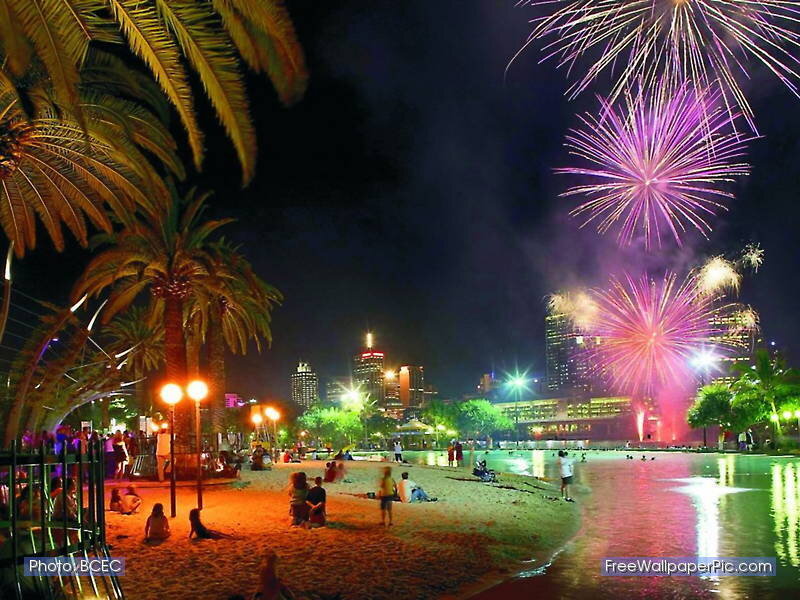 Fireworks over Beach — Purple