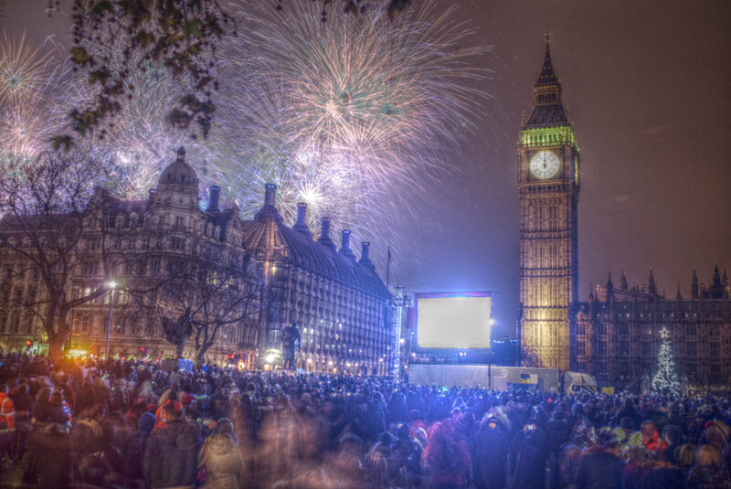 Fireworks over Big Ben — Purple