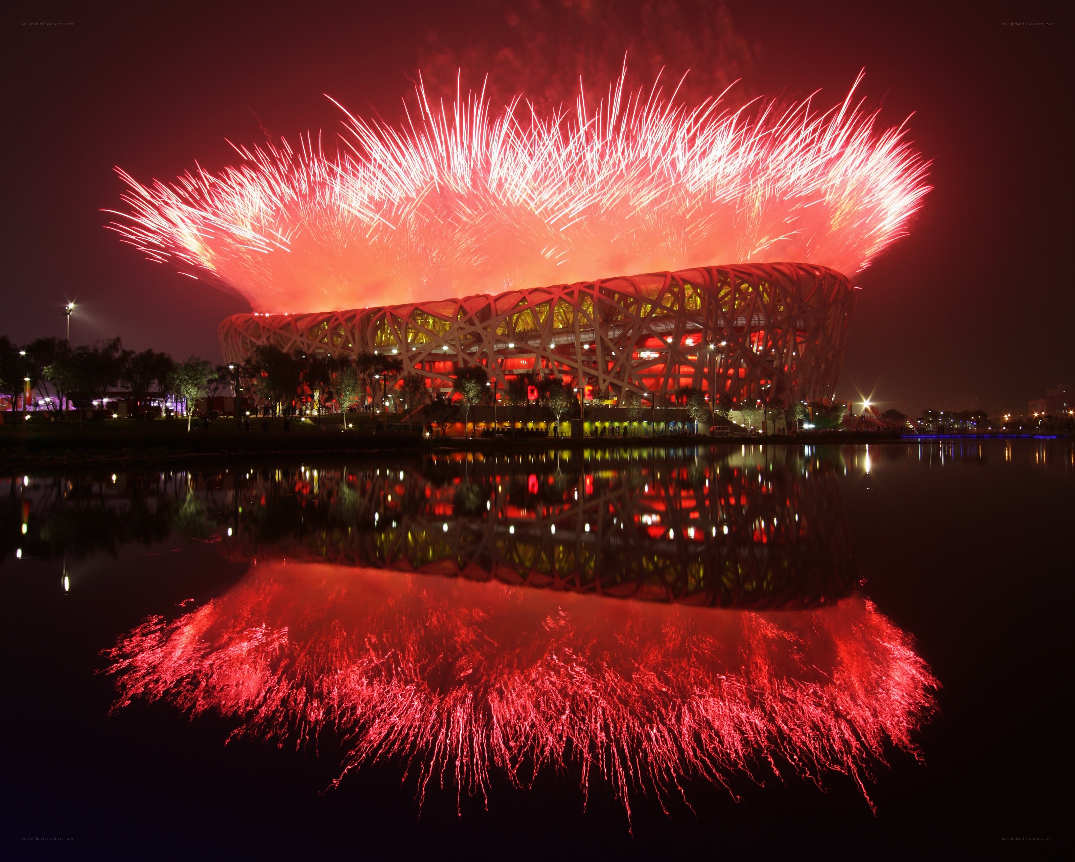 Fireworks over Bird's Nest Stadium