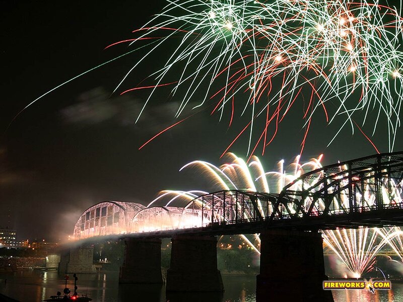 Fireworks over Bridge — Black, Celebratory